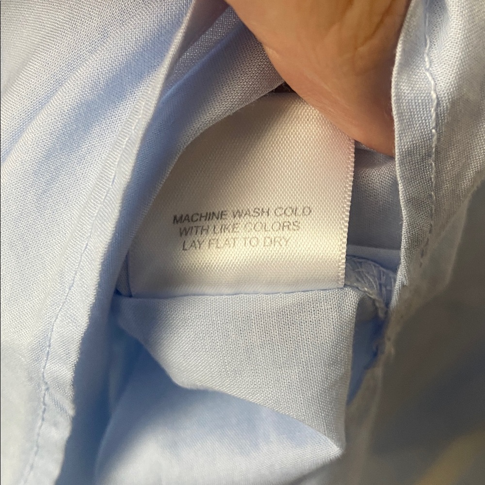 A Shirt Thing Penelope Light Blue Ruffle Neck Popover Blouse P/S - Picture 5 of 5
